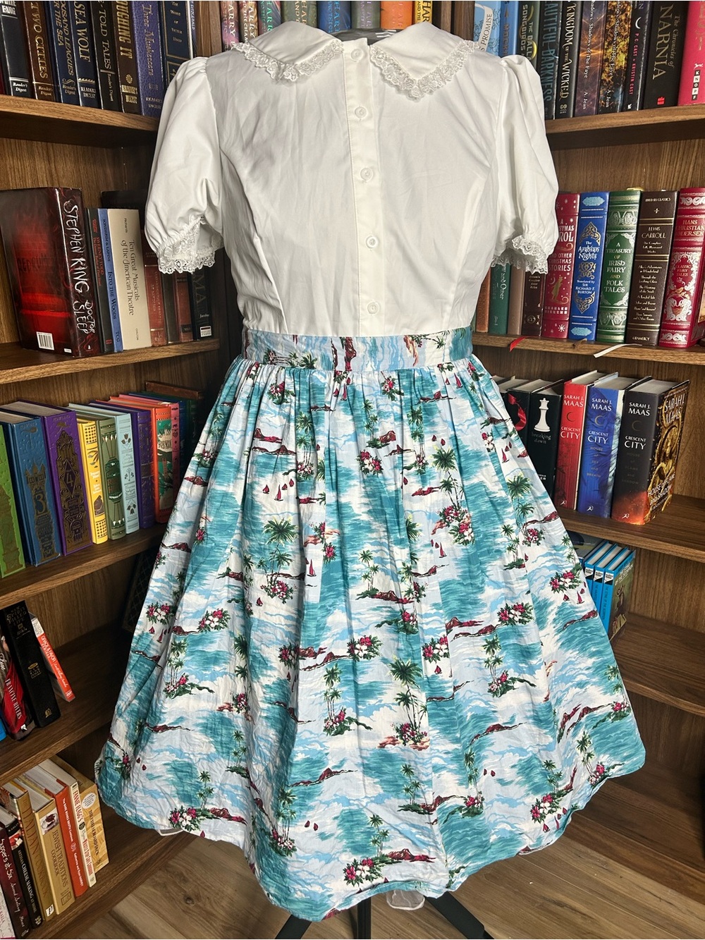 Hell Bunny Aqua Tropical Circle Skirt
